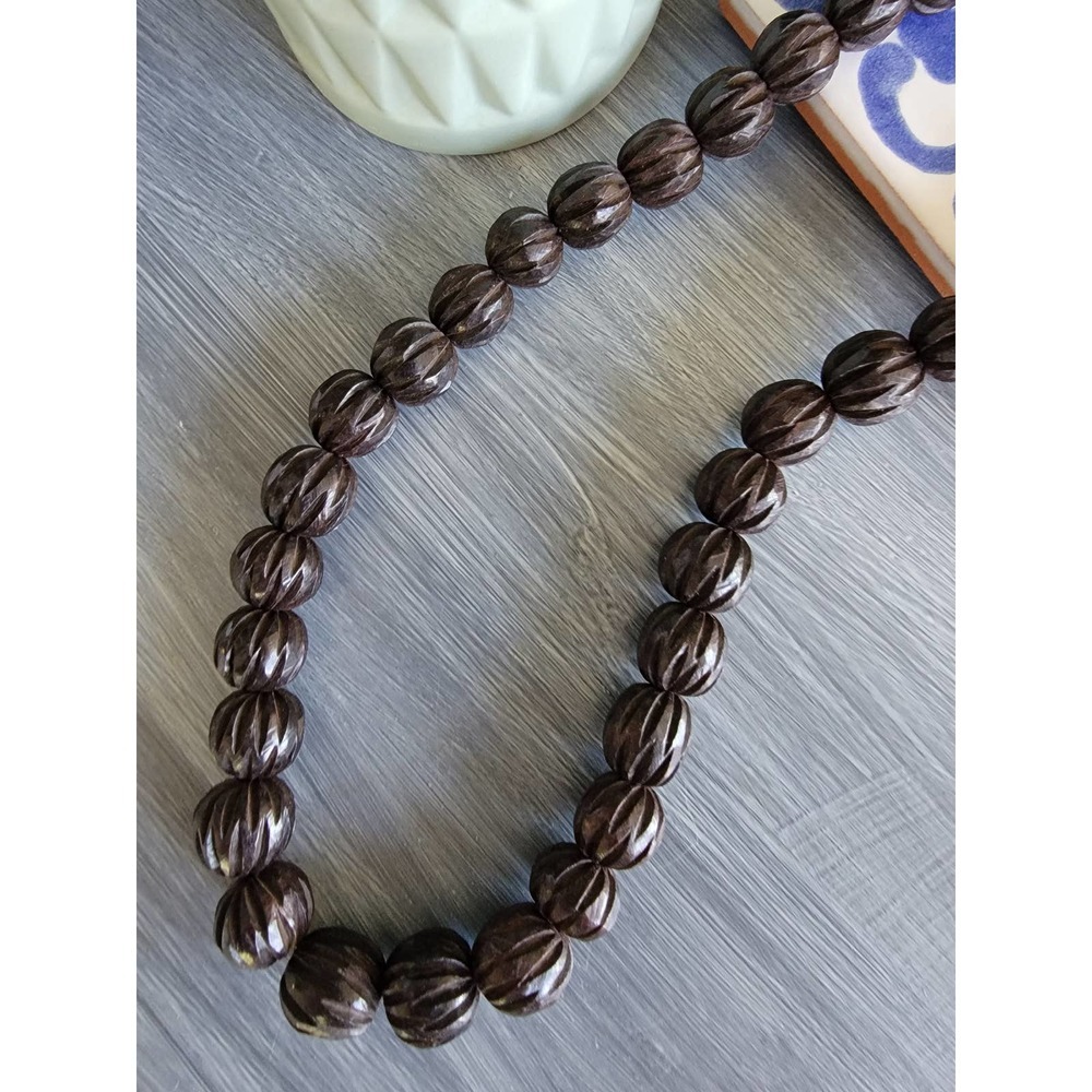 Vintage African Handmade wooden carve d bead necklace